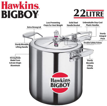 HAWKIN Classic 22 Liter BIGBOY Aluminum Pressure Cooker